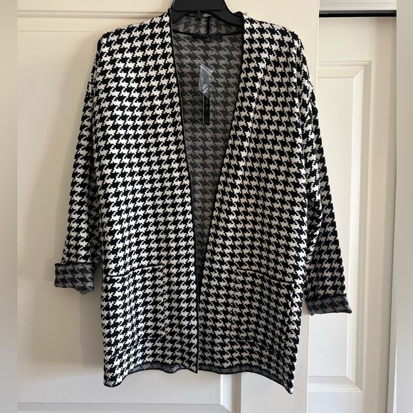 NWT-Cyrus houndstooth cardigan coat-S - Picture 2 of 5